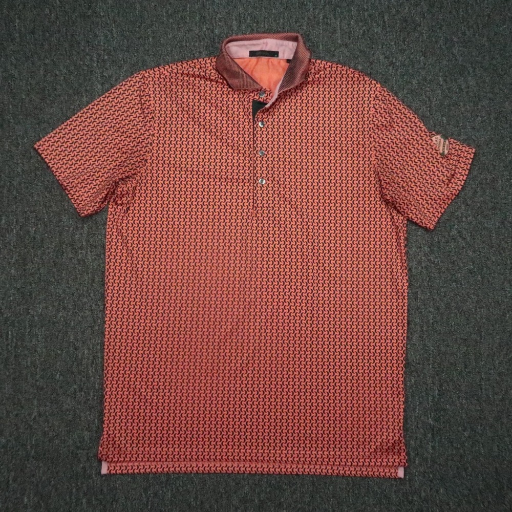 Greyson Shirt Mens Medium Orange Red Performance Polo Dallas National Golf Club
